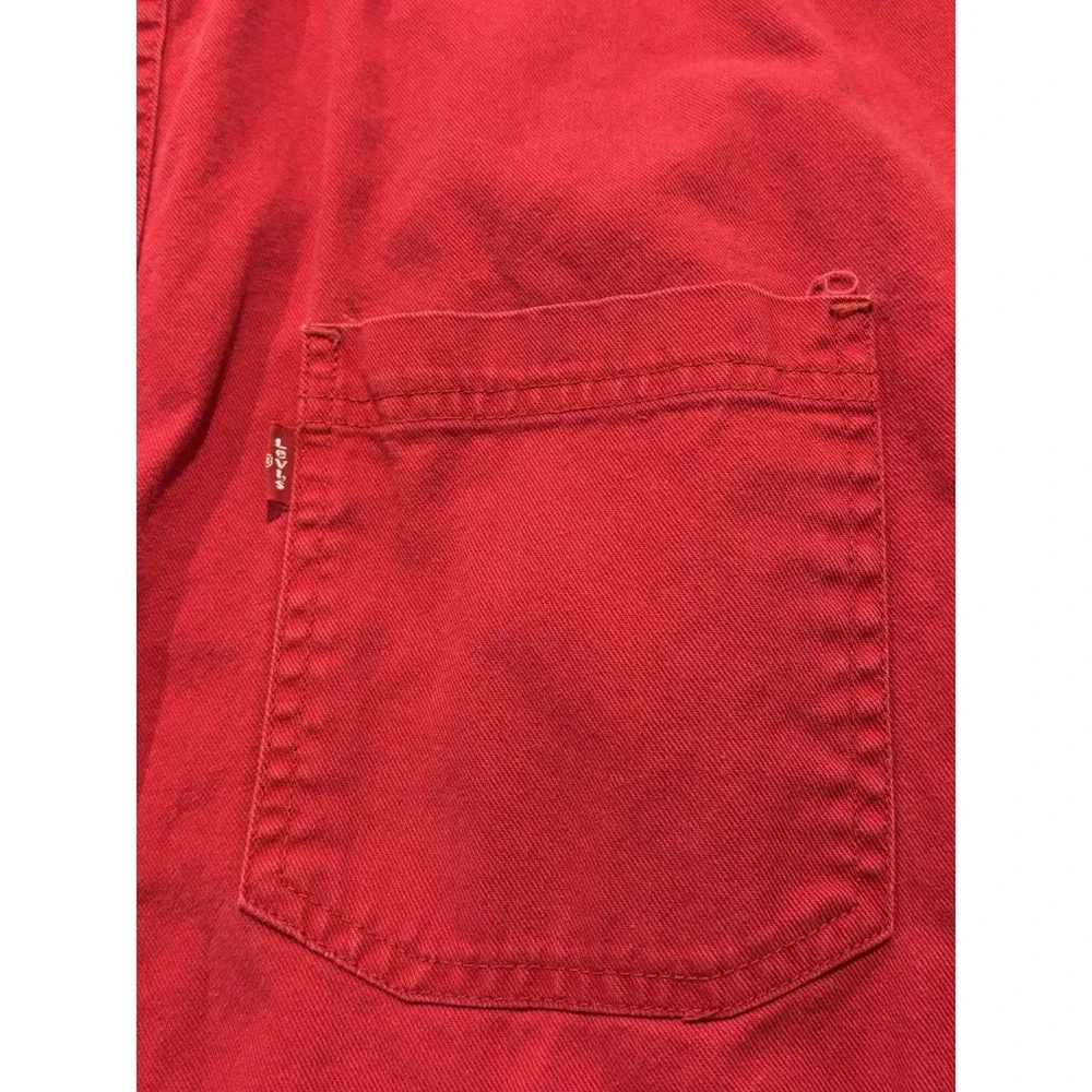 Vintage Levi's Jeans Red Denim Sleeveless Button-Up Shirt Red Large
